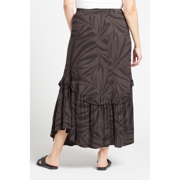 NWT Z Supply Leisel Tropical Zebra Skirt Maxi Jersey Stretch Ruffle Sz S - Picture 3 of 12